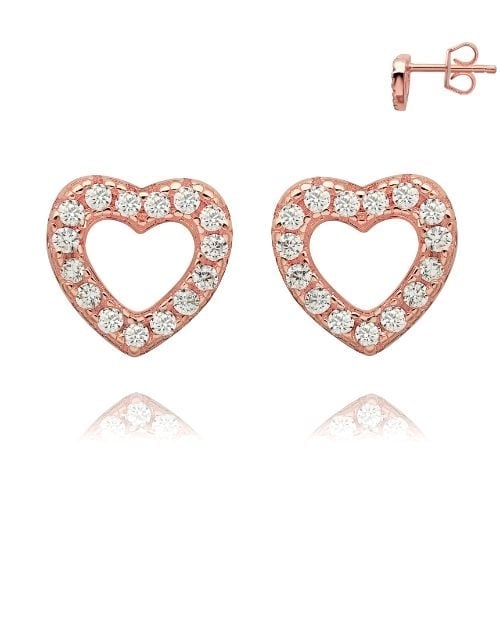 Rose Open Heart Pave Studs