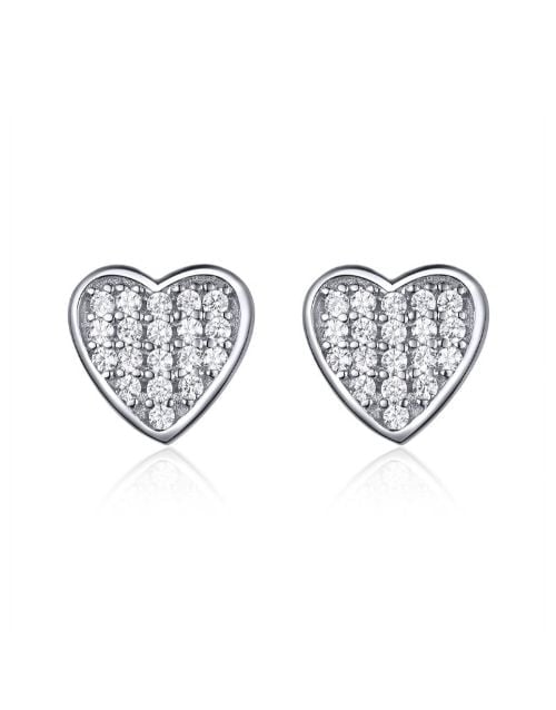 Silver Gem Heart Pave Studs