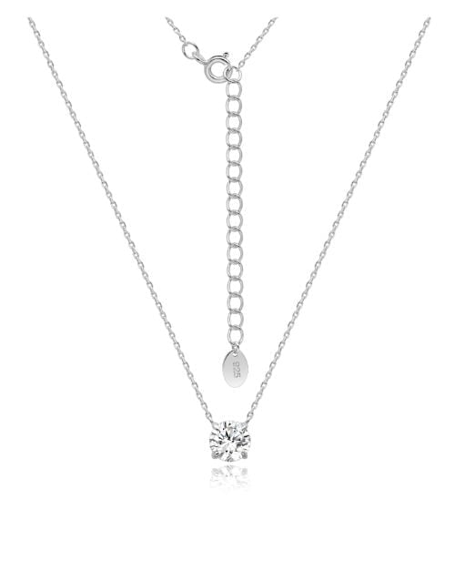 Silver CZ Round Claw Necklace