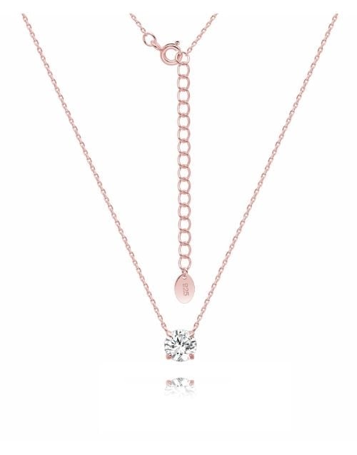 Rose CZ Round Claw Necklace (Rose)