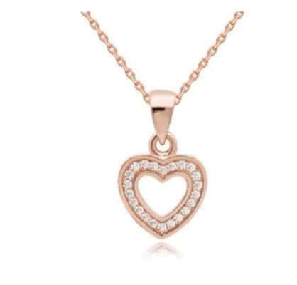 Small Open Heart Pave Necklace