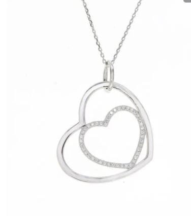 Double Silver Lining Heart Pendant