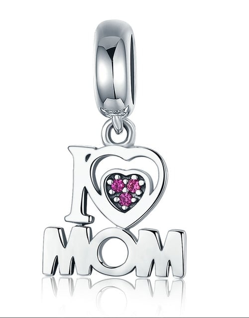 Silver I Heart Mom Dangle Charm