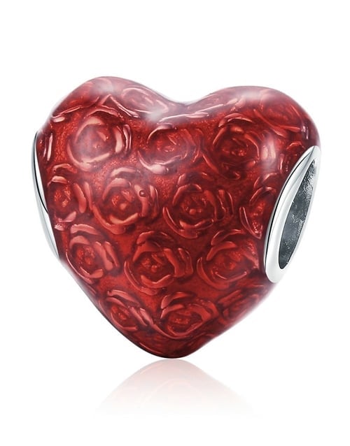 Red Roses Heart Charm