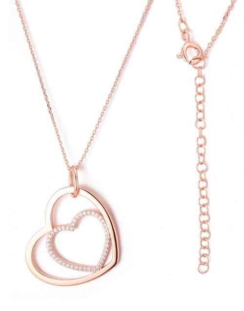 Enchanted Double Heart Rose Necklace