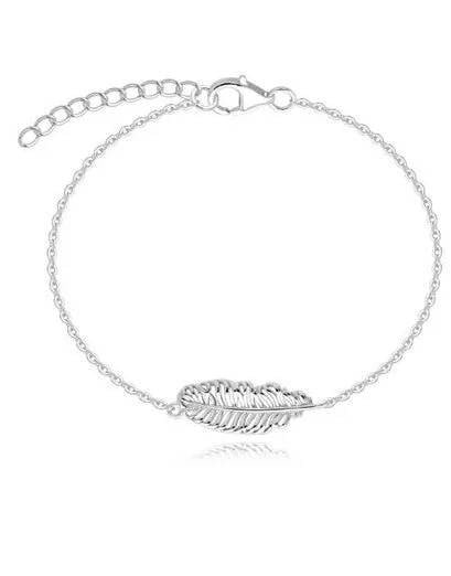 Silver Feather Charm Bracelet Gift