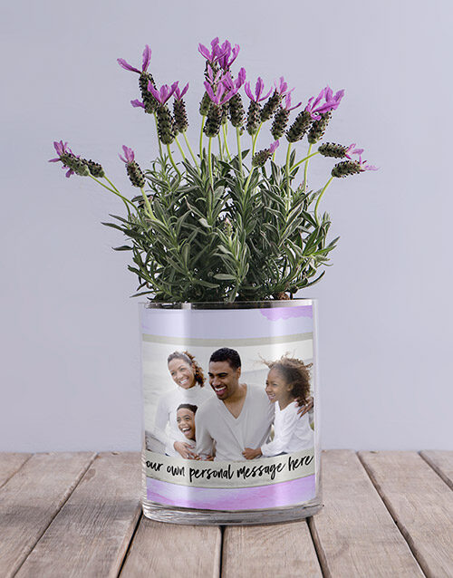 Personalised Lavender Message And Photo Vase