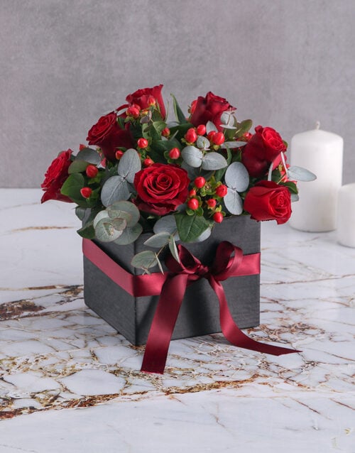 Hypericum and Red Rose Box