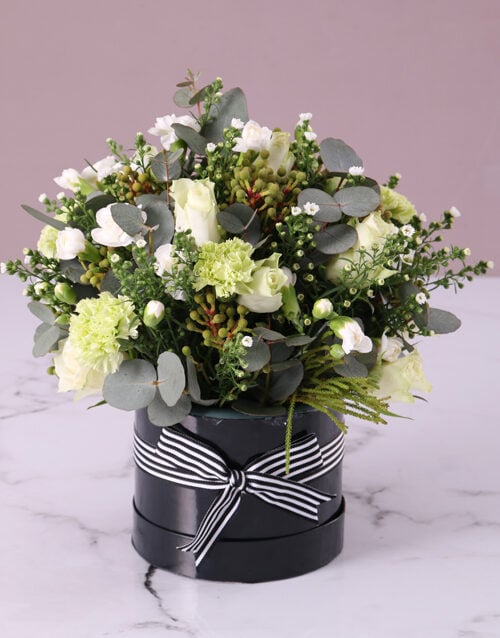 White Mixed Flower Hat Box