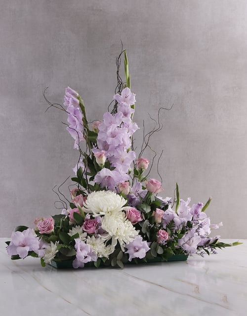 Purple Gladioli High Design Ikebana Arrangement