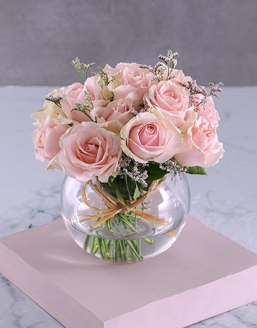 Pink Petals In Vase Gift