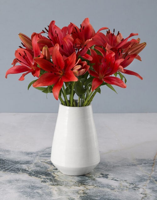 Radiant Red Lily Arrangement
