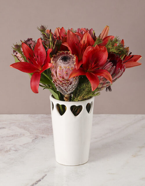 Rich Red Protea Arrangement
