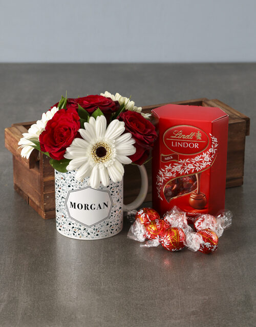 Ruby Rose Mug Arrangement With Chocs