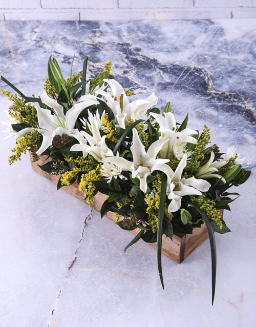 Rustic Lilies In Wooden Crate (Stargazer)