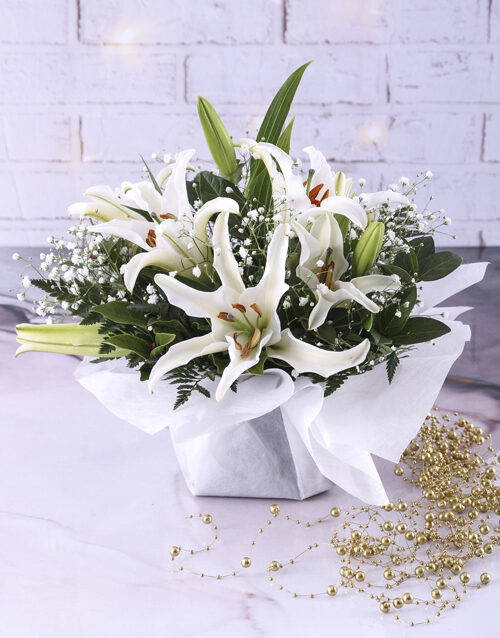 Stunning Open Lilies In Bowl (Stargazer)