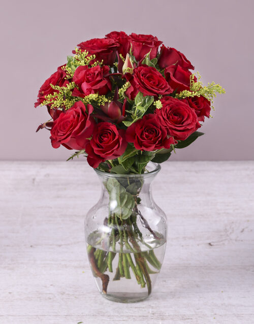 Classic Red Roses In Hurricane Vase