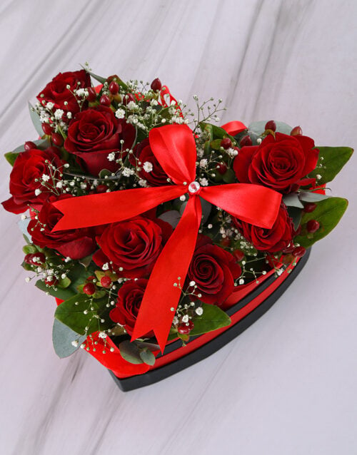 Stunning Heart Red Rose Arrangement