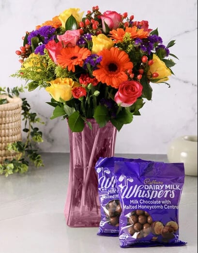 Colour Wheel Arrangement In Pink Vase (Pink)