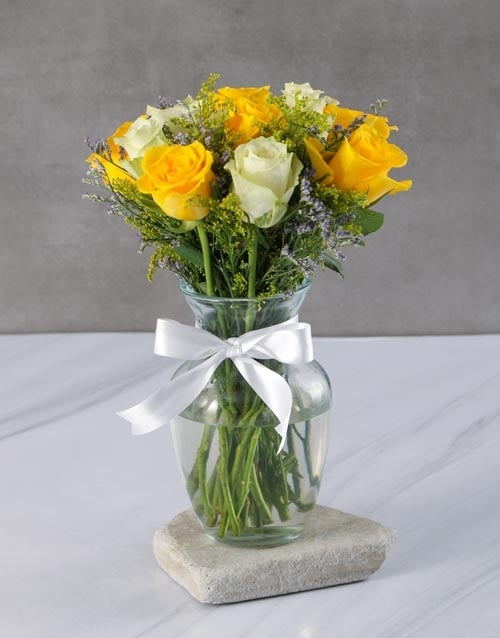 Radiant Rainbow Rose Arrangement
