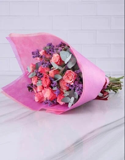 Delicate Shades Of Pink Rose Bouquet