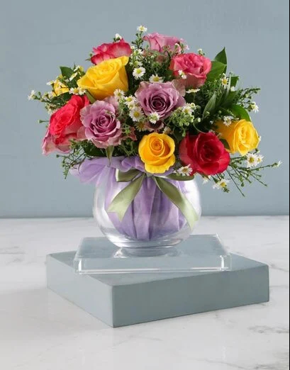 Filled With Joy Mixed Roses Arrangement