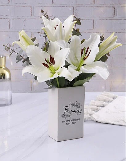 Personalised Lavish Lilies In Vase