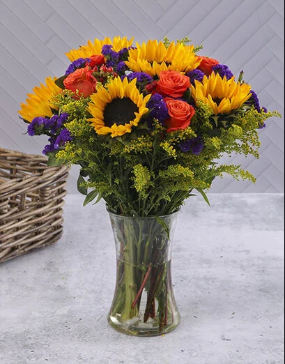 Dusky Sunset Flowers In Vase