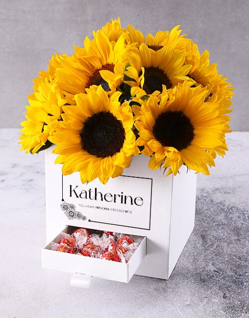 Shiny Sunflowers In Surprise Box