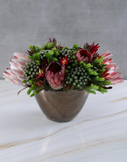 Wonky Bronze Protea Mix Bouquet