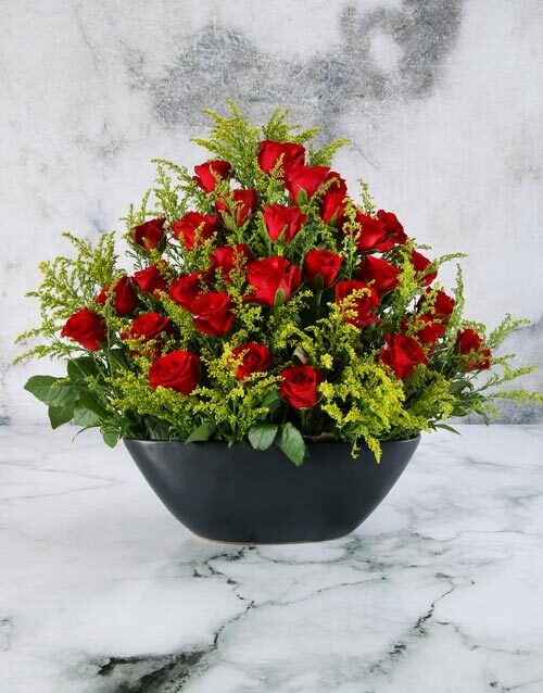 Black Boat Vase Floral Arrangement (STANDARD)