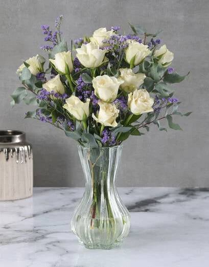 Royal Cream Roses In Vase