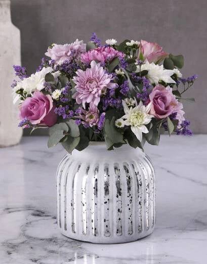 Berry Bliss Blooms In Silver Vase