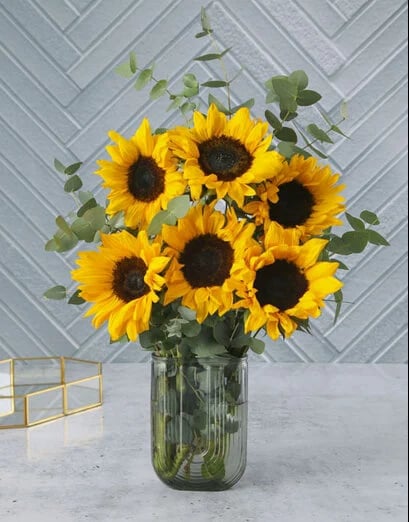 Sunflowers Allure In Ultra Clear Vase