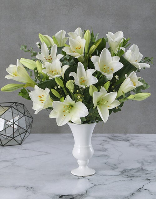Saint Joseph Lilies In Gloss Urn