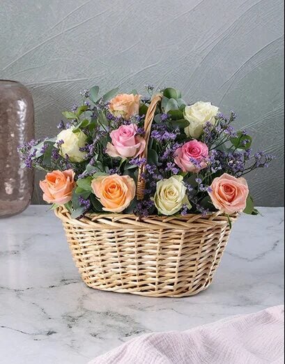Soft Blissful Petals In A Basket (Standard)