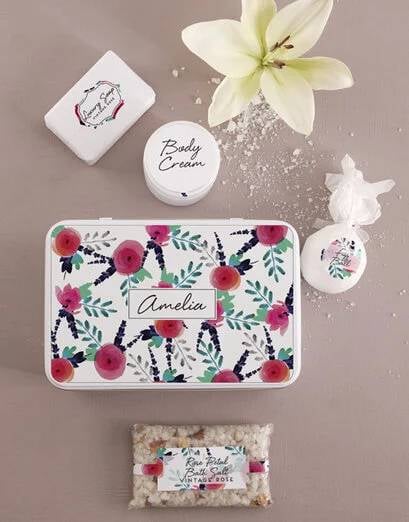 Personalised Floral Bath and Body Tin