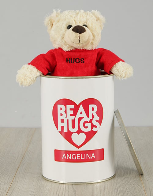 Personalised Bear Hugs Teddy Tin