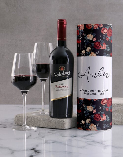 Personalised Vintage Rose Wine Tube (Nederburg)