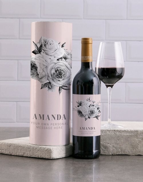 Personalised Elegant Floral Wine And Tube Gift (Merlot)