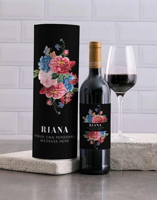 Personalised Manila Floral Wine And Tube Gift (Merlot)