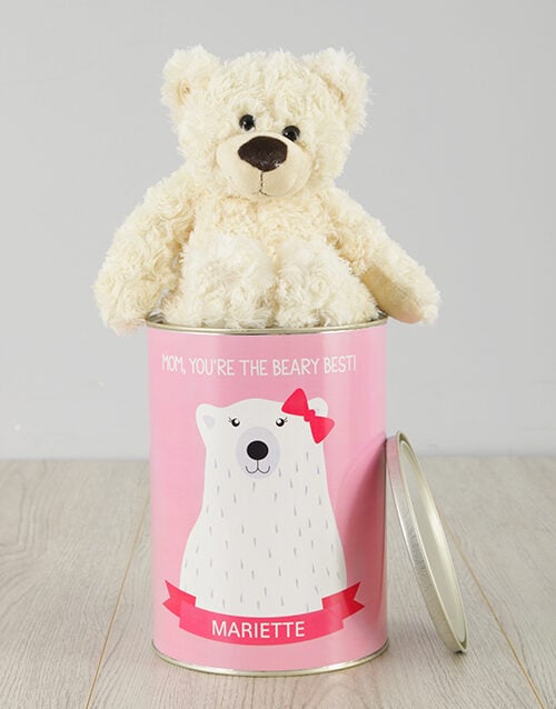 Personalised Beary Best Mom Teddy Tin (With Nougat)