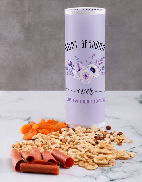 Personalised Best Grandma Fruit and Nut Tube