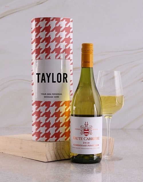 Personalised Pink Houndstooth Wine Tube