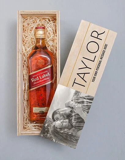 Personalised Photo Johnnie Walker Red Crate (Red)