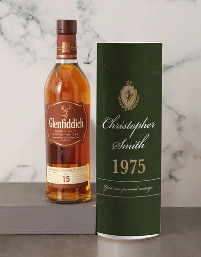 Personalised Glenfiddich Whisky Crest Tube (12 YR)