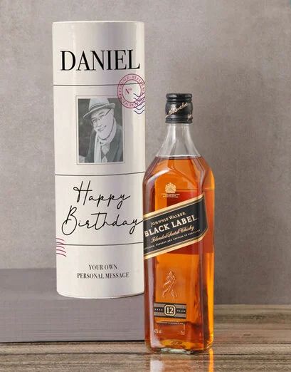 Personalised Johnnie Walker Vintage Photo Tube (Red)