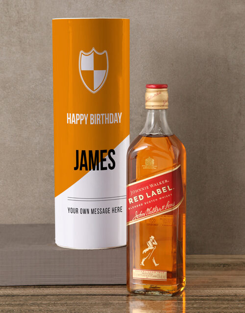 Personalised Johnnie Walker Whisky Modern Tube (Red)