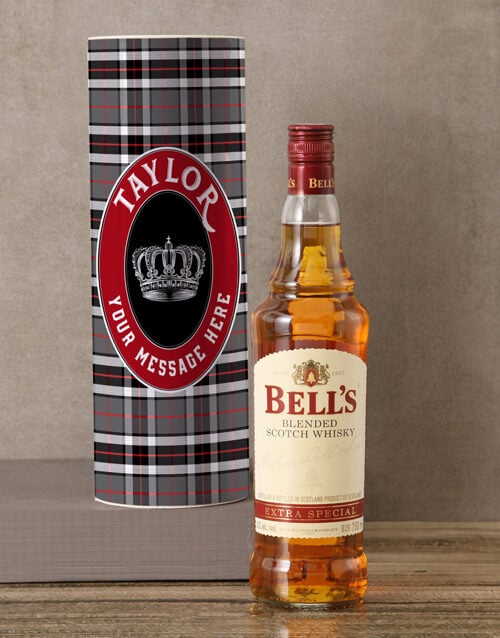 Personalised Bells Whisky Tartan Tube (Standard)