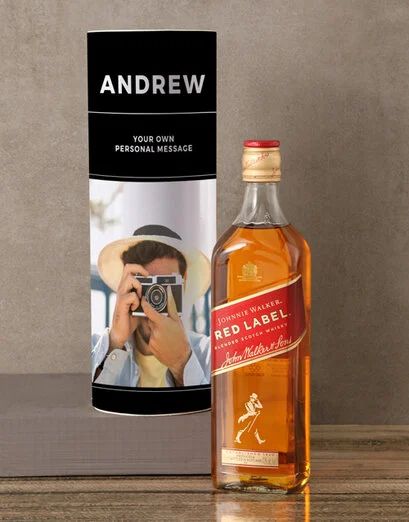 Personalised Johnnie Walker Whisky Photo Tube (Red)
